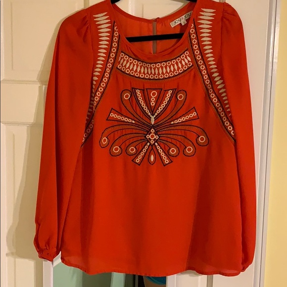 Joy Joy Long Sleeve Orange Blouse - Picture 1 of 3